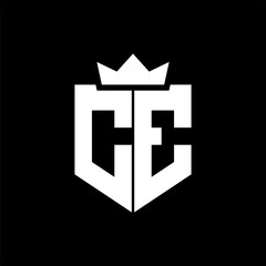 Obraz premium CE Vector image of a shield with a sharp geometric style and a pointed crown