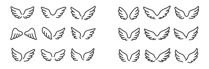Vector illustration of various wing designs suitable for diverse uses