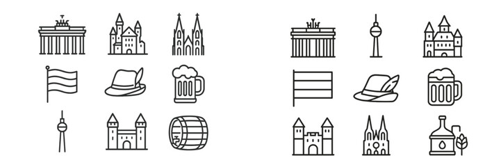 Vector illustration of Berlin landmarks and cultural symbols