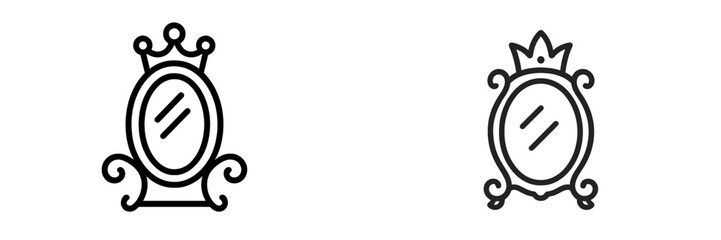 Elegant vector illustrations of decorative mirrors with crowns