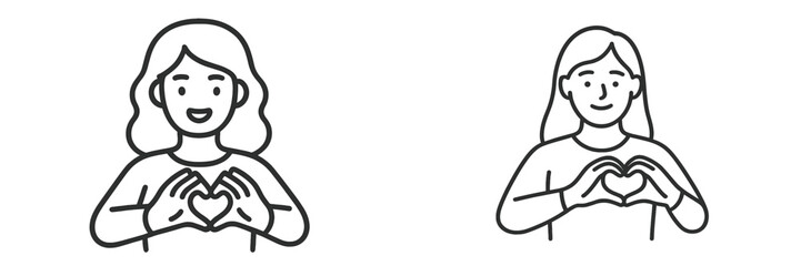 Obraz premium Vector art of two happy women making heart shapes