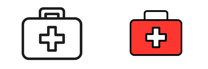 Obraz premium First aid kit vector illustration in black and red designs