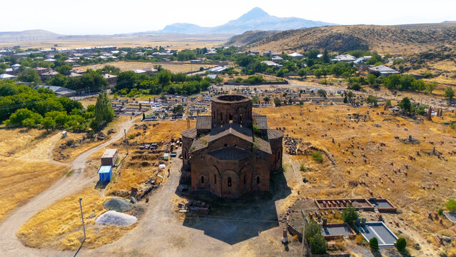 Cathedral of Talin. Talin, in the Aragatsotn Province of Armenia - 7th century. With drone