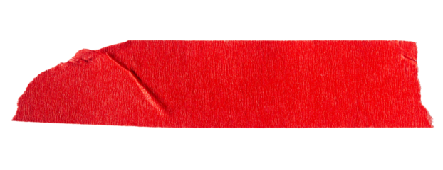 Ripped torn paper adhesive red masking tape on transparent background