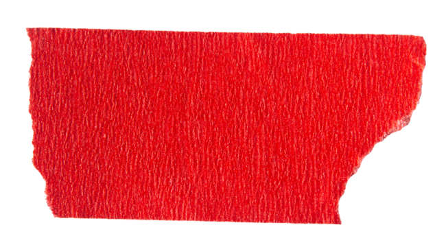 Ripped torn paper adhesive red masking tape on transparent background
