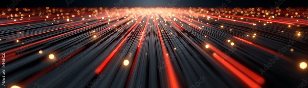 Poster abstract background visualization with glowing red and yellow light particles and bokeh effects movi