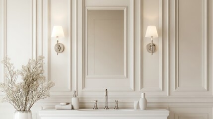 Classic bathroom wall sconces with soft white tones and simple, elegant finishes