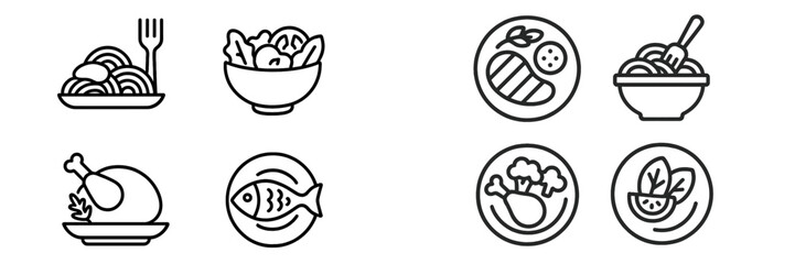 Delicious food vector illustrations featuring various meals and dishes