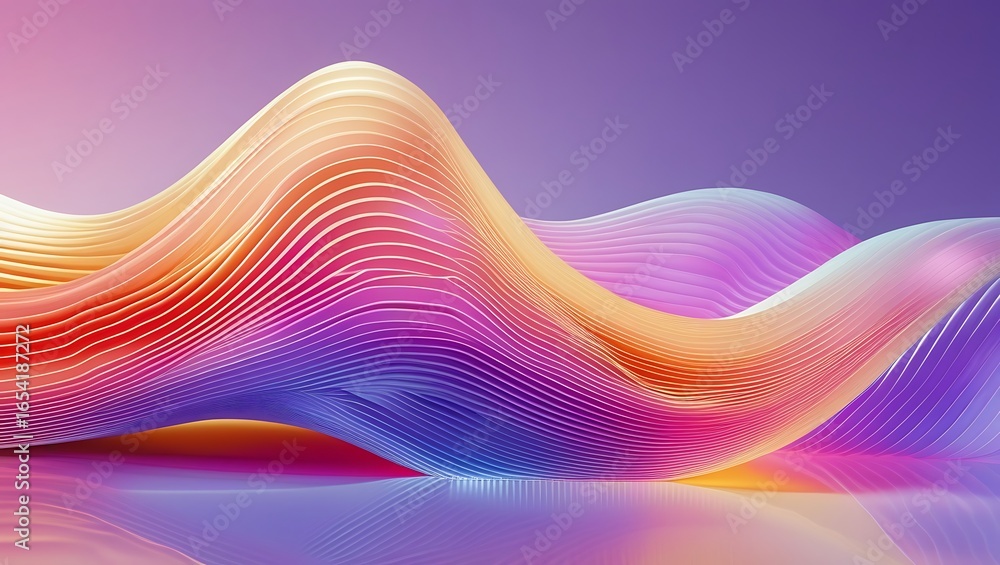 Poster abstract colorful wavy lines background art design for wallpaper desktop or web banner with reflecti