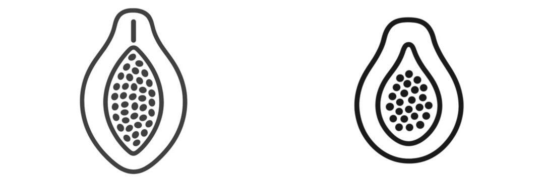 Vector illustration of cut papaya showing seeds and texture