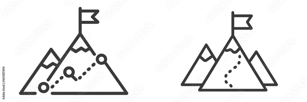 Poster mountain peaks with flags and path markers indicating progress