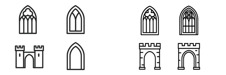 Stylized vector illustration of architectural elements and windows