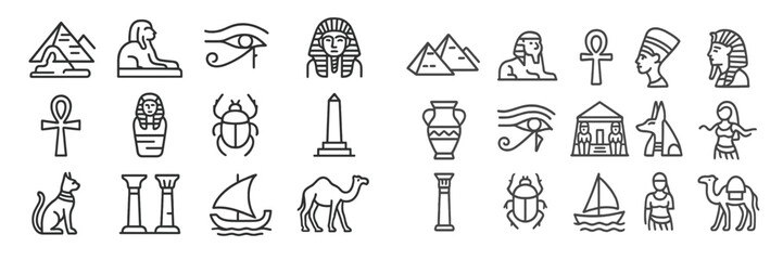 Collection of ancient Egyptian symbols and icons in vector style