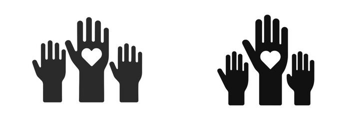 Obraz premium Hands raised in unity and support with a heart symbol included