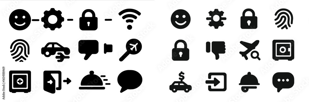 Poster vector icons depicting security and communication concepts