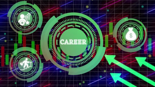 Internet, business, Technology and network concept.Coach motivate to career growth. Personal development, personal and career growth. Potential concepts. Virtual button