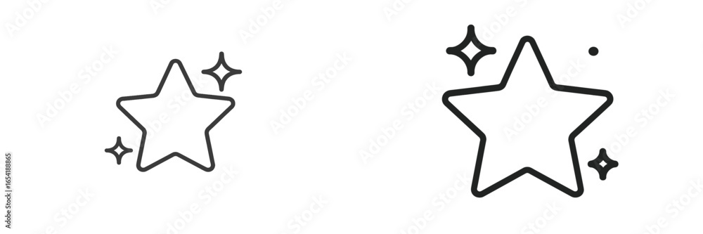 Poster design of five-pointed stars with sparkles on a white background