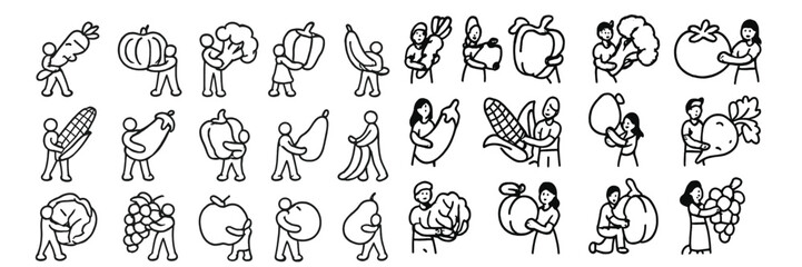 Vector illustrations of diverse fruits and vegetables