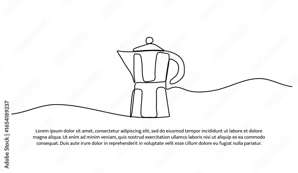 Poster one line of geyser coffee pot. abstract minimal continuous line.