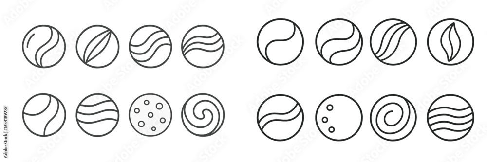 Poster curvy line patterns in circular designs for creative projects