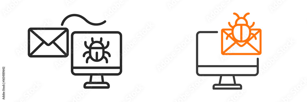 Poster computer icons representing email threats and malware detection