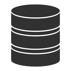 Illustration of a dark gray database icon with three tiers separated by white lines graphic vector