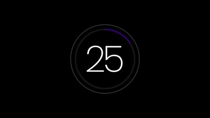 Countdown 30 second circular animation. 4K Video