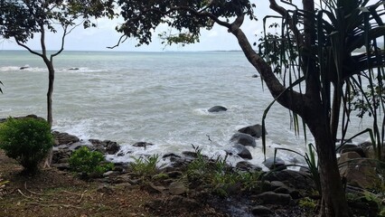Scenic ocean waves coastal area nature photography serene environment ground level tranquility and...