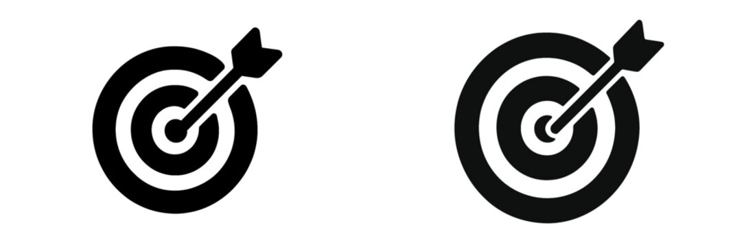 Vector illustration of dart hitting target for achievements and goals