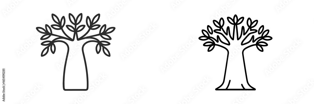 Poster unique vector illustrations of trees in minimalist style for design