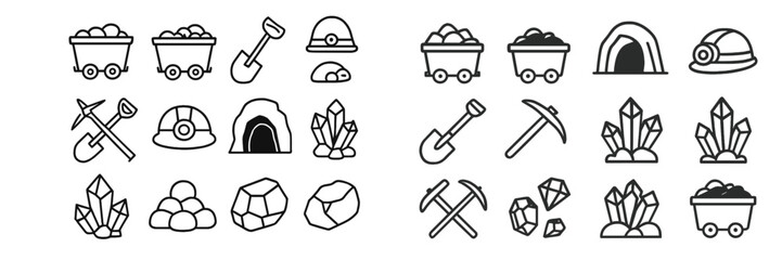 Tools and elements for mining illustrated in vector style