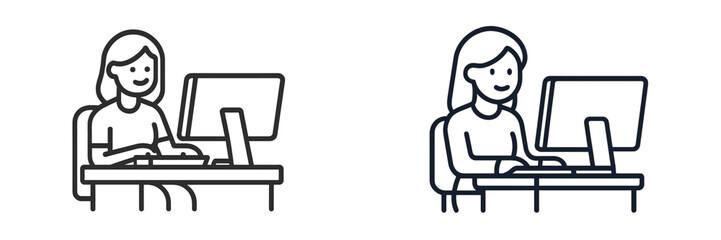 Busy professional working at a computer desk during the day