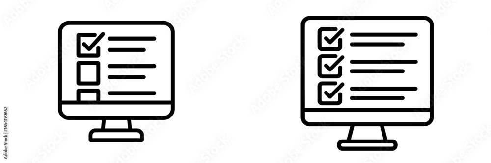 Aufkleber illustration features two computer screens with checklists