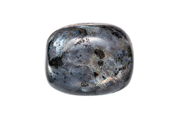 Closeup polished larvikite stone (blue pearl granite, black labradorite) a variety of an igneous...