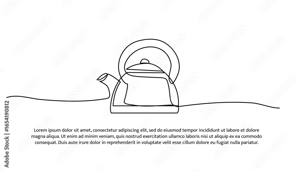 Poster one line of kettle. abstract minimal continuous line.