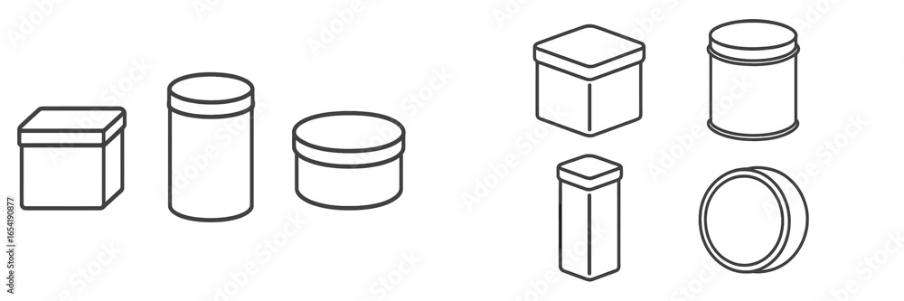 Poster isolated vector illustration of various container types for design use
