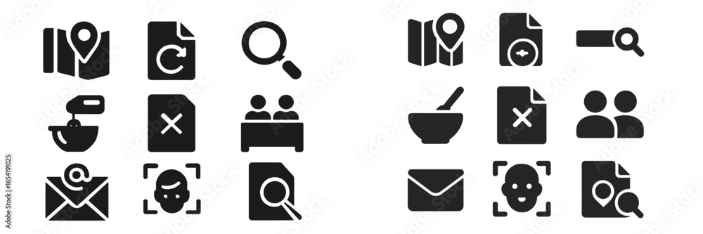 Poster icons for navigation and communication in vector style design