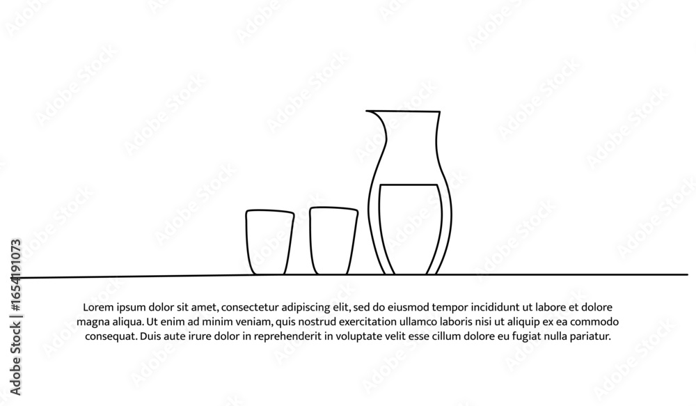 Poster one line of drink. abstract minimal continuous line.