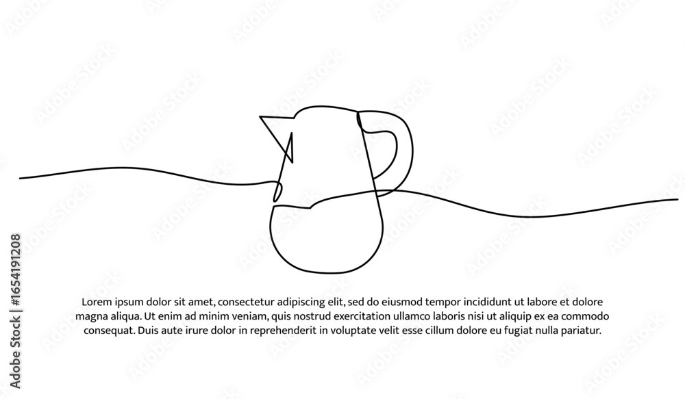 Poster one line of water pitcher glass. abstract minimal continuous line.