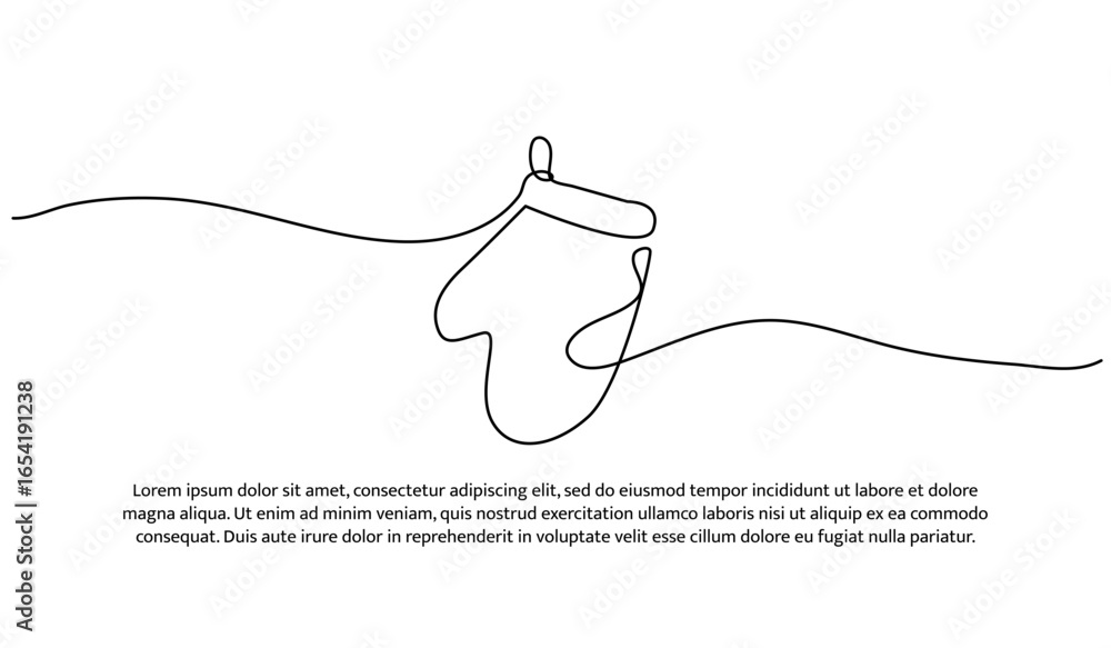 Poster one line of oven mitts. abstract minimal continuous line.