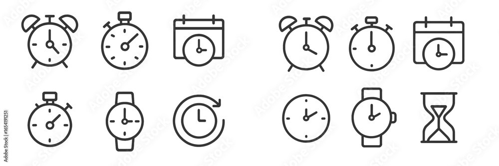 Aufkleber various clock and timer icons for time management concepts