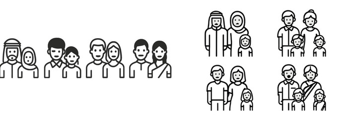 Obraz premium Vector illustration of diverse groups of people in various settings