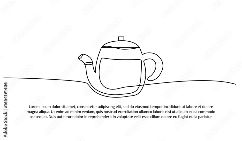 Poster one line of teapot. abstract minimal continuous line.