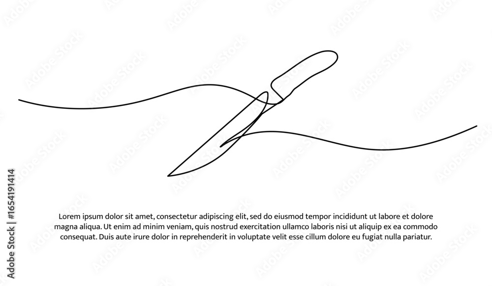 Poster one line of knife. abstract minimal continuous line.