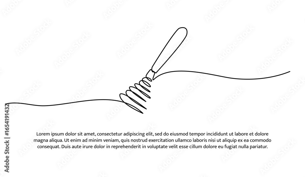 Poster one line of whisk. abstract minimal continuous line.
