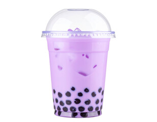 Empty pink plastic water bottle isolated on a white background