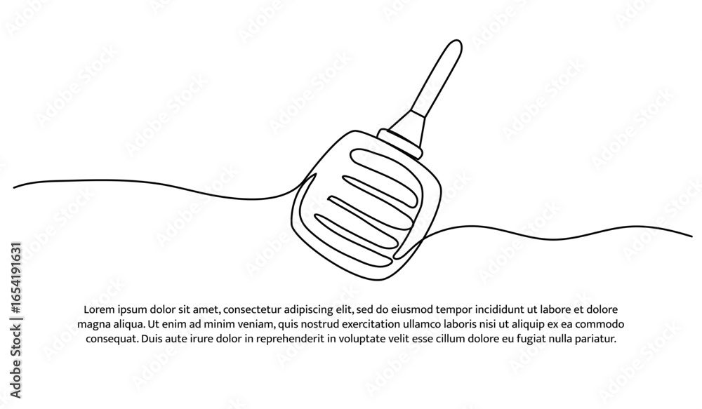 Poster one line of kitchen tools roasting pan. abstract minimal continuous line.