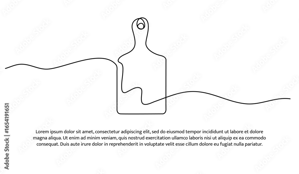 Poster one line of cutting board. abstract minimal continuous line.