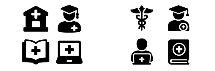 Fototapeta premium Vector art of health professions and medical education symbols
