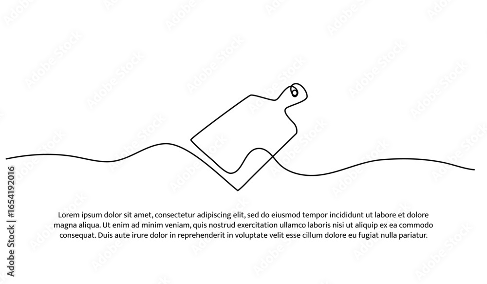 Poster one line of cutting board. abstract minimal continuous line.